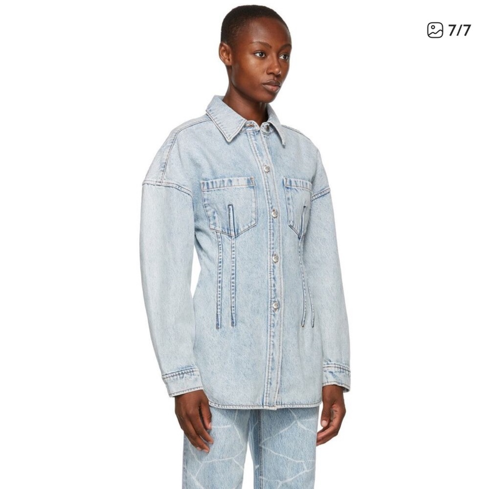 Alexander Wang Light Blue corset-waist denim button down /shacket size Small
